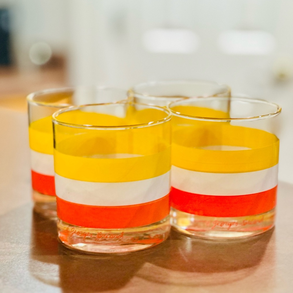 Georges Briard Striped Glass Tumblers Set